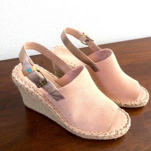 Toms Suede Metallic Leather Monica Wedges Size 8